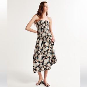 Abercrombie Strapless Drop-Waist Smocked Maxi Dress